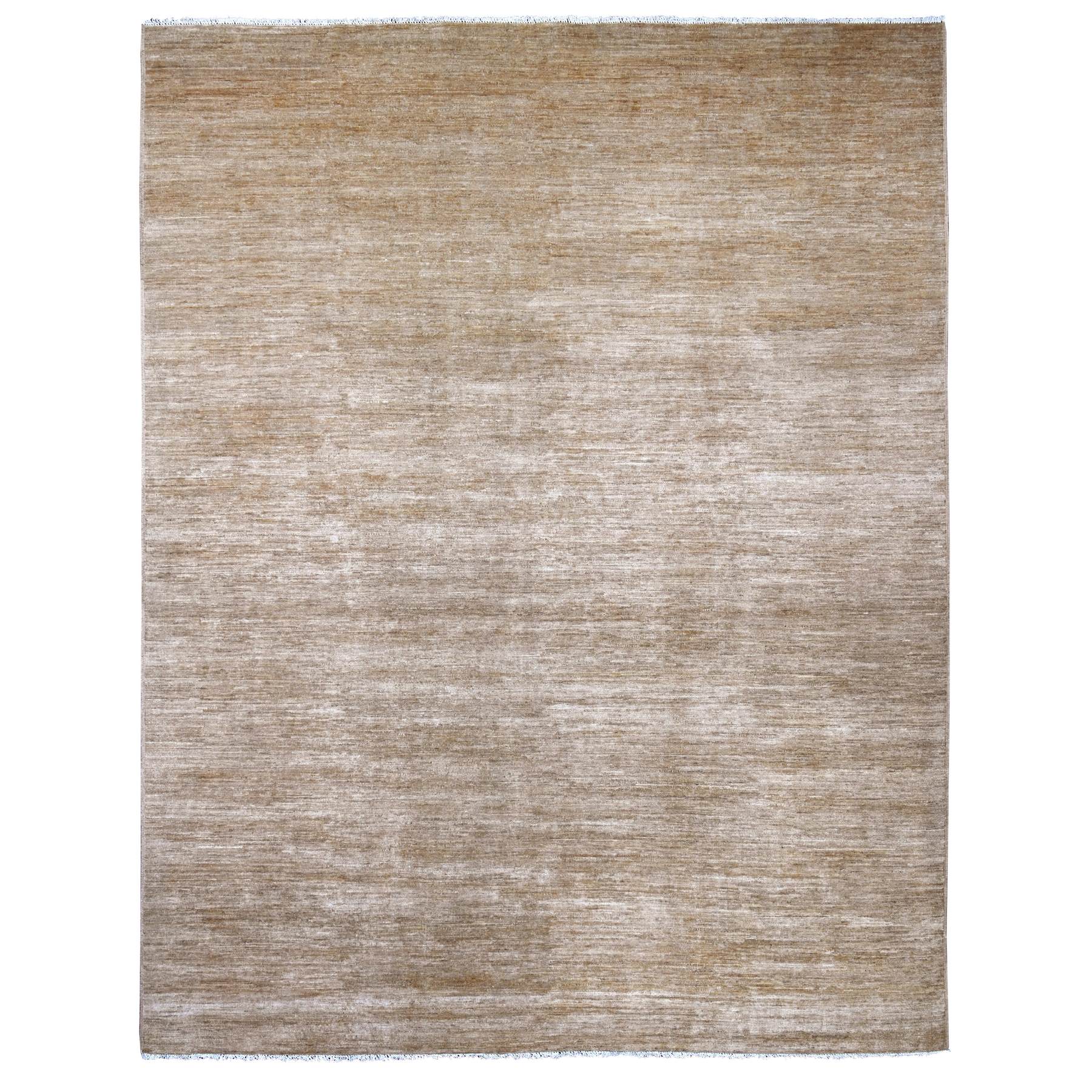 9'x11'5" Beaver Brown, Plain Solid Pattern, Hand Knotted, Hand Spun Ghazni Wool, Lush and Plush, Oriental Rug 